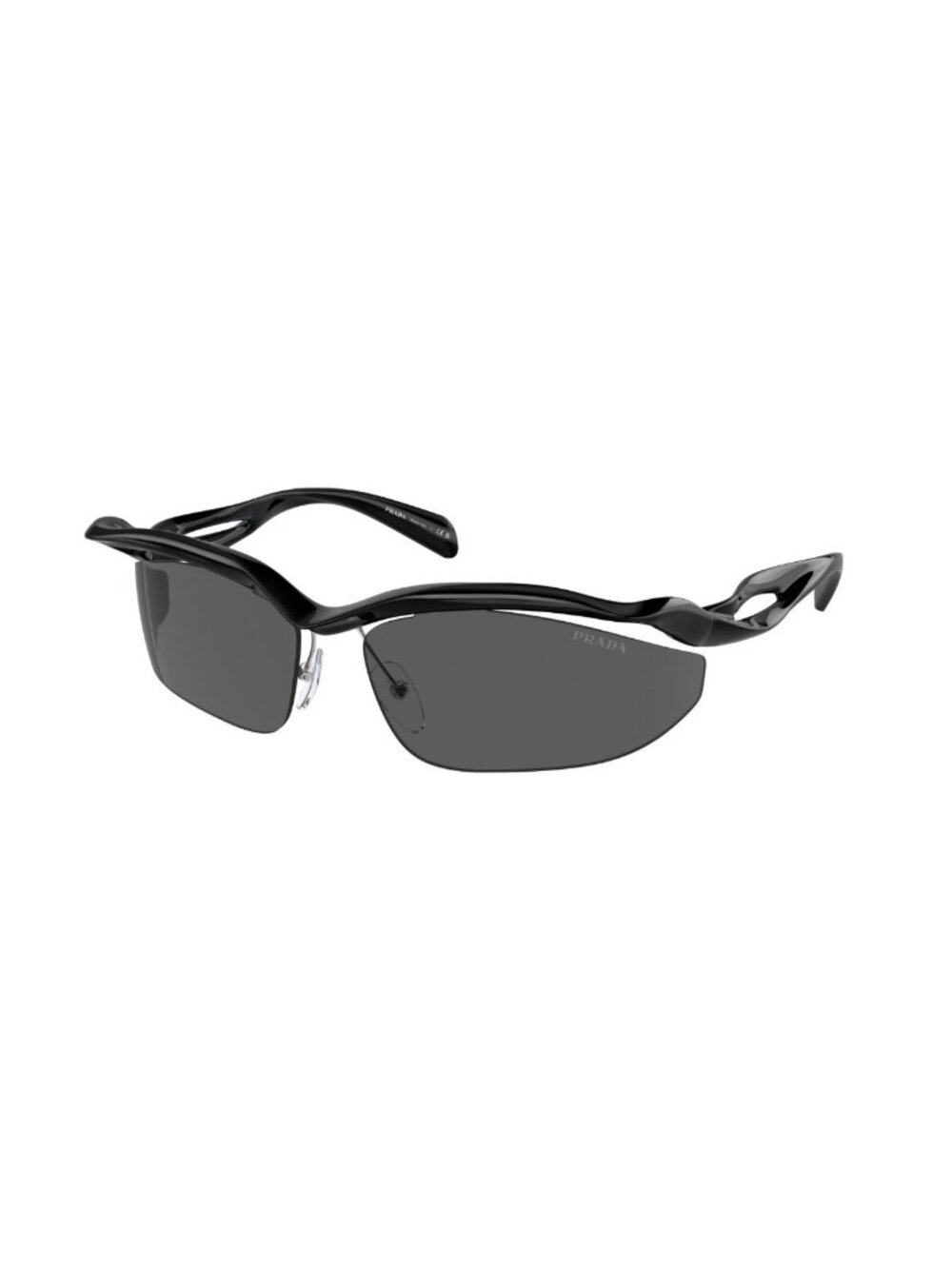 PRADA PRA25S 1AB5S0 71 Black Dark Grey Women Sunglasses New